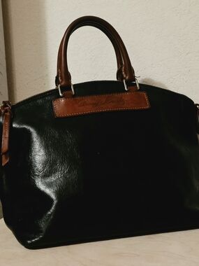 Dooney & Bourke Vintage Genuine Florentine Vanccheta Leather Satchel Black/Brown